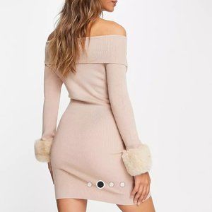 ASOS Miss Selfridge knit faux fur cuff dress